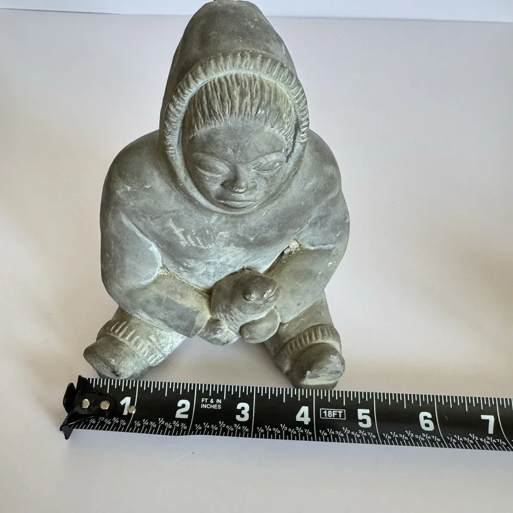Vintage Inuit Figure Fish Soapstone Style Figurine Abbott‎ Canada Decor